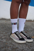 Chaussettes Crew DASOST "logo box" - blanc